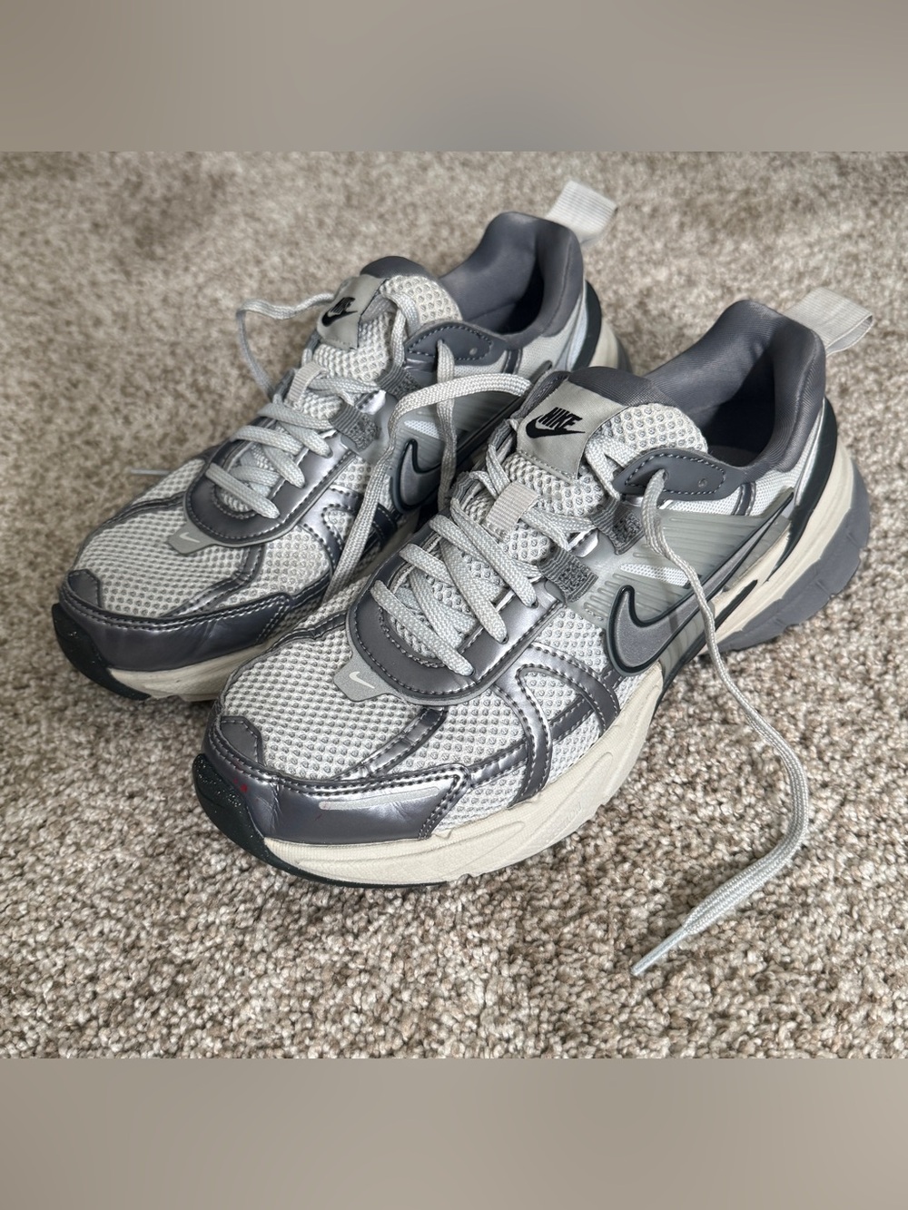 Nike Silver and Gray V2K sneakers